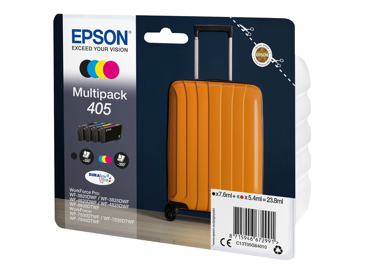 Epson 405 - 4er-Pack - Schwarz, Gelb, Cyan, Magentaoriginal - Tintenpatrone - für WorkForce WF-7310 - 7830 - 7835 - 7840; WorkForce Pro WF-3820 - 3825 - 4820 - 4825 - 4830 - 7840