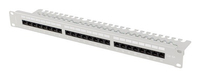 Lanberg Patch Panel - with shelf - Rack montierbar - CAT 6a - UTP - RJ-45 X 24 - RAL 7035, Grau - 1U - 48.3 cm (19")24-Port