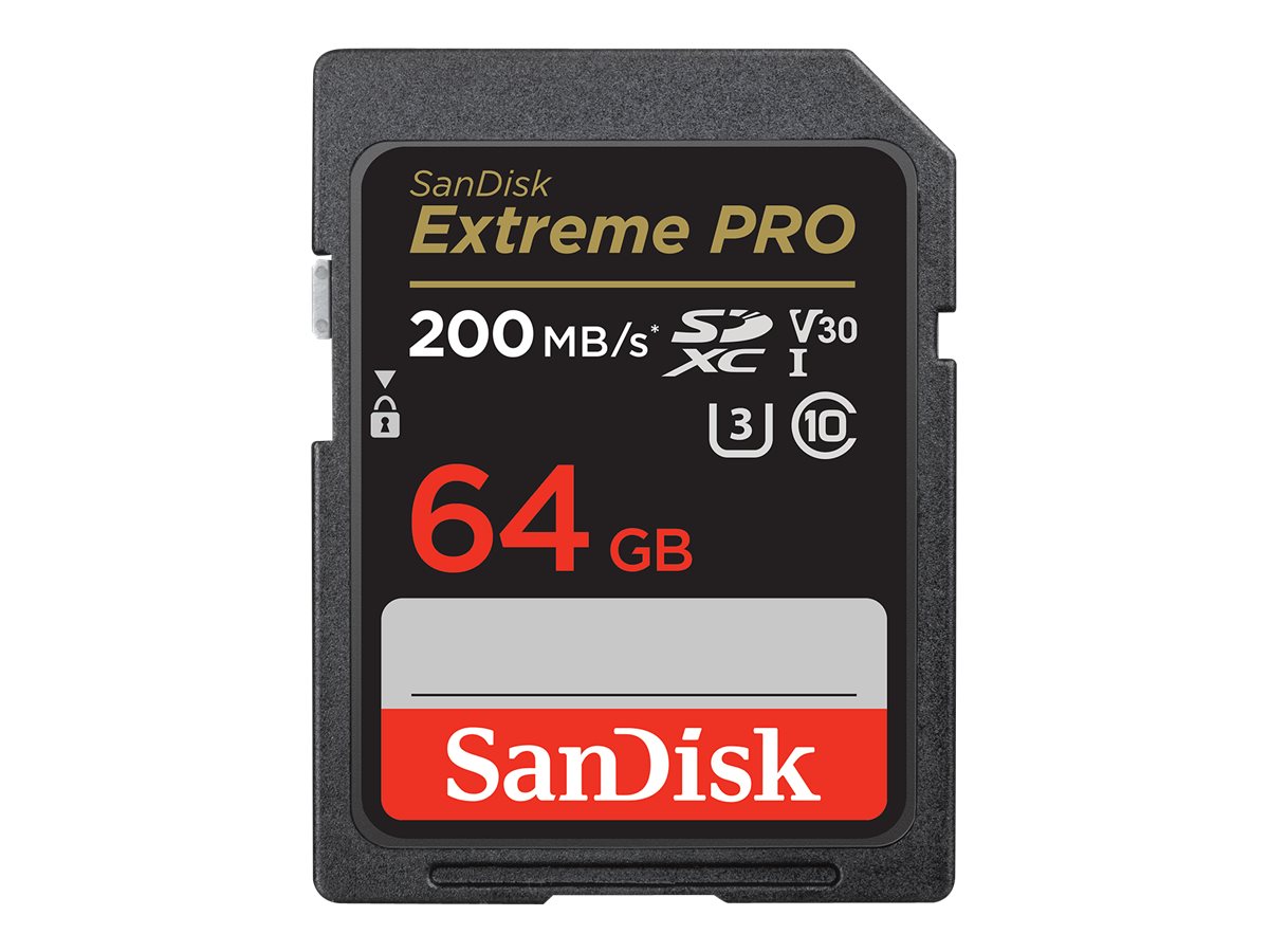 SanDisk Extreme Pro - Flash-Speicherkarte - 64GB - Video Class V30 / UHS-I U3 / Class10 - SDXC UHS-I
