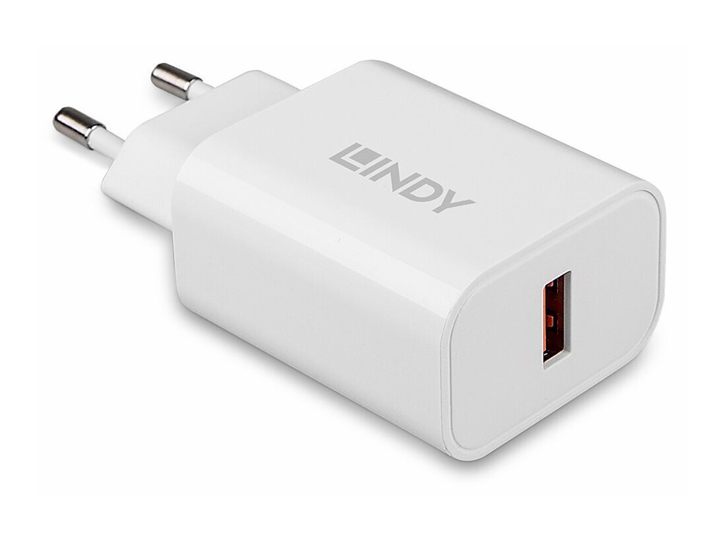 Lindy 73412, Drinnen, Draußen, AC, 12 V, WeißUSB Typ A - 100-240VAC - 50-60Hz 0.6A - 18W - 5V 81.39% - 9V 85% - 12V 85% - Euro-Stecker