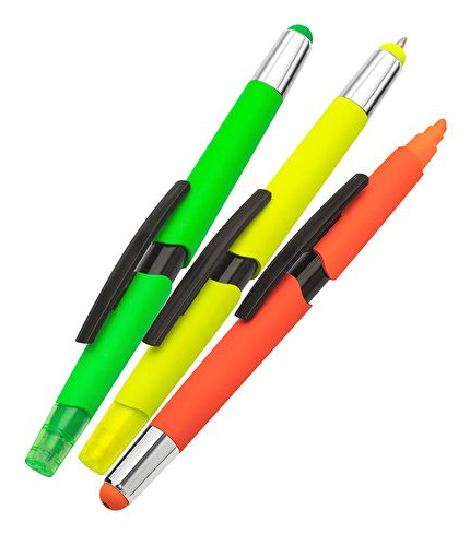 WEDO Touch Pen 3-in-1 NEON, Universal, Universal, Gemischte Farben, 130 mm, 175 mm, 290 mmTouch-Pens mit Kugelschreiber und Textmarker