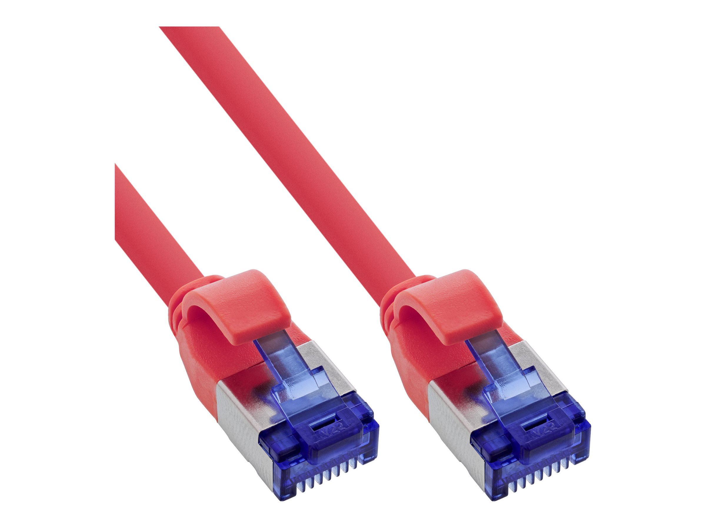 InLine Patchkabel Slim - Cat.6A - S/FTP - TPE (LSZH) flexibel - PoE - rot - 10m10 m - 4.1 mm - S/FTP - PiMF - CAT 6a - IEEE 802.3bt - halogenfrei - ohne Haken - schmal - flexibel - Rot