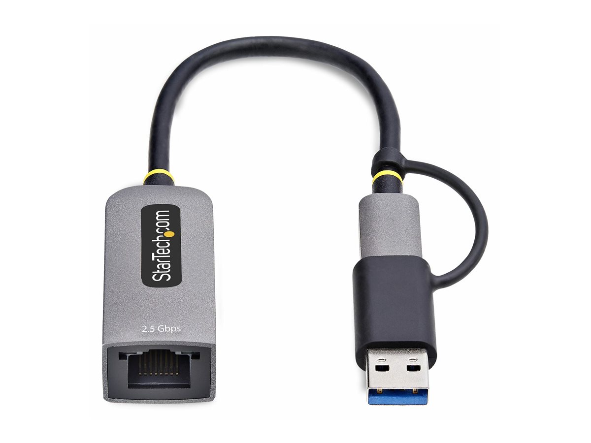 StarTech.com Startech 2.5GbE USB-C to Ethernet Adapter withUSB-A Converter - Netzwerkadapter - USB-C 3.2 Gen 1 / Thunderbolt 3 - 10M/100M/1G/2,5 Gigabit Ethernet - Space-grau