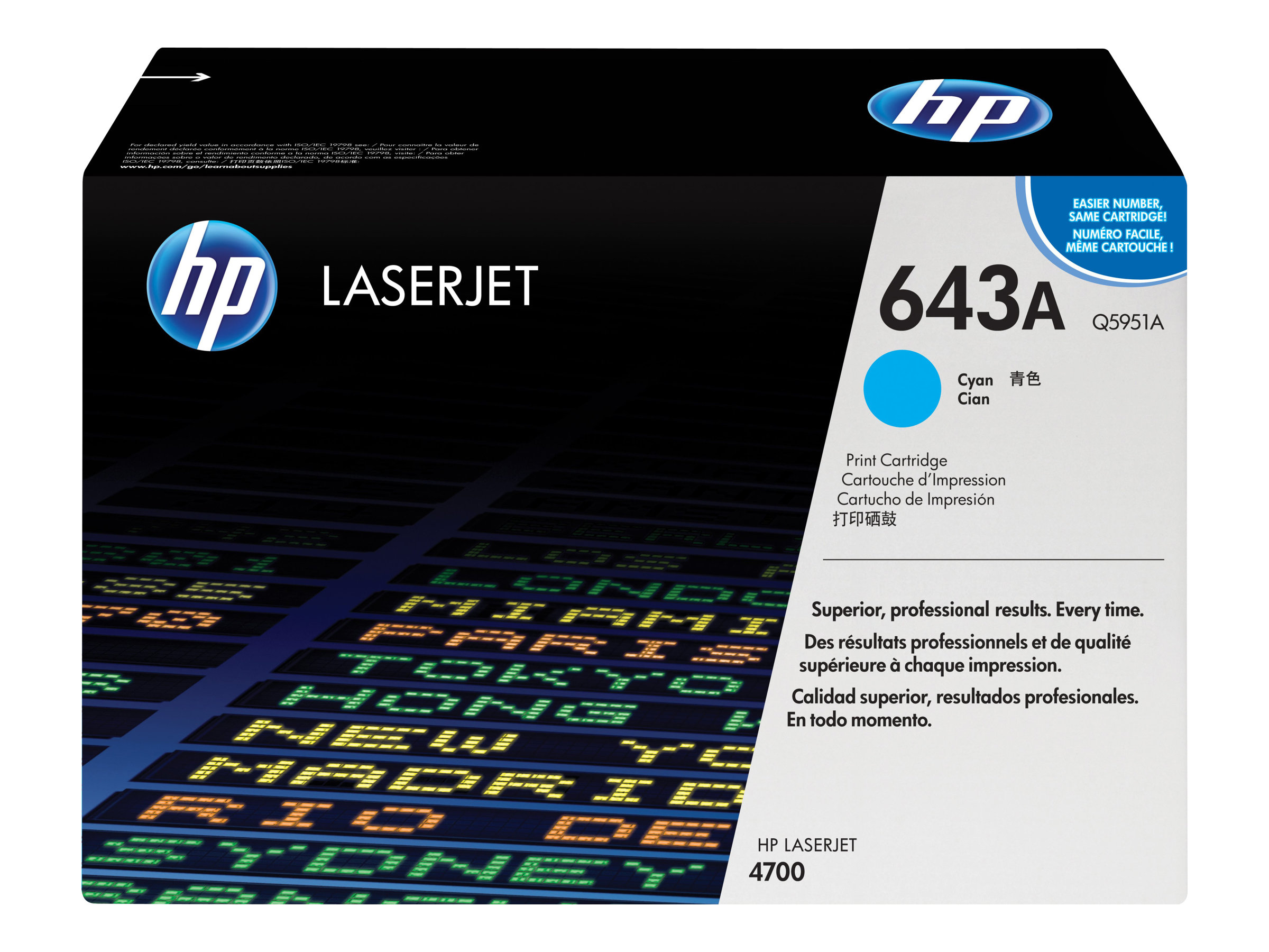 HP 643A - Cyan - original - LaserJet - Tonerpatrone (Q5951A)für Color LaserJet 4700 - 4700dn - 4700dtn - 4700n - 4700ph+