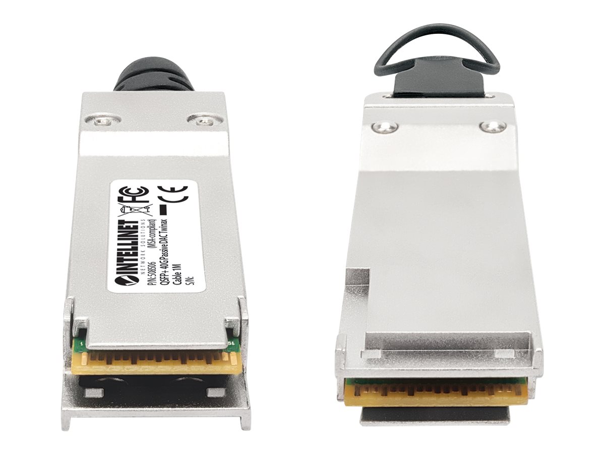 Intellinet 40GBase Direktanschlusskabel - QSFP+ (M)zu QSFP+ (M) - twinaxial - passiv - niedrige Latenz - bis zu 40 Gbps Datenübertragungsrate - 40-Gigabit-Ethernet - Schwarz