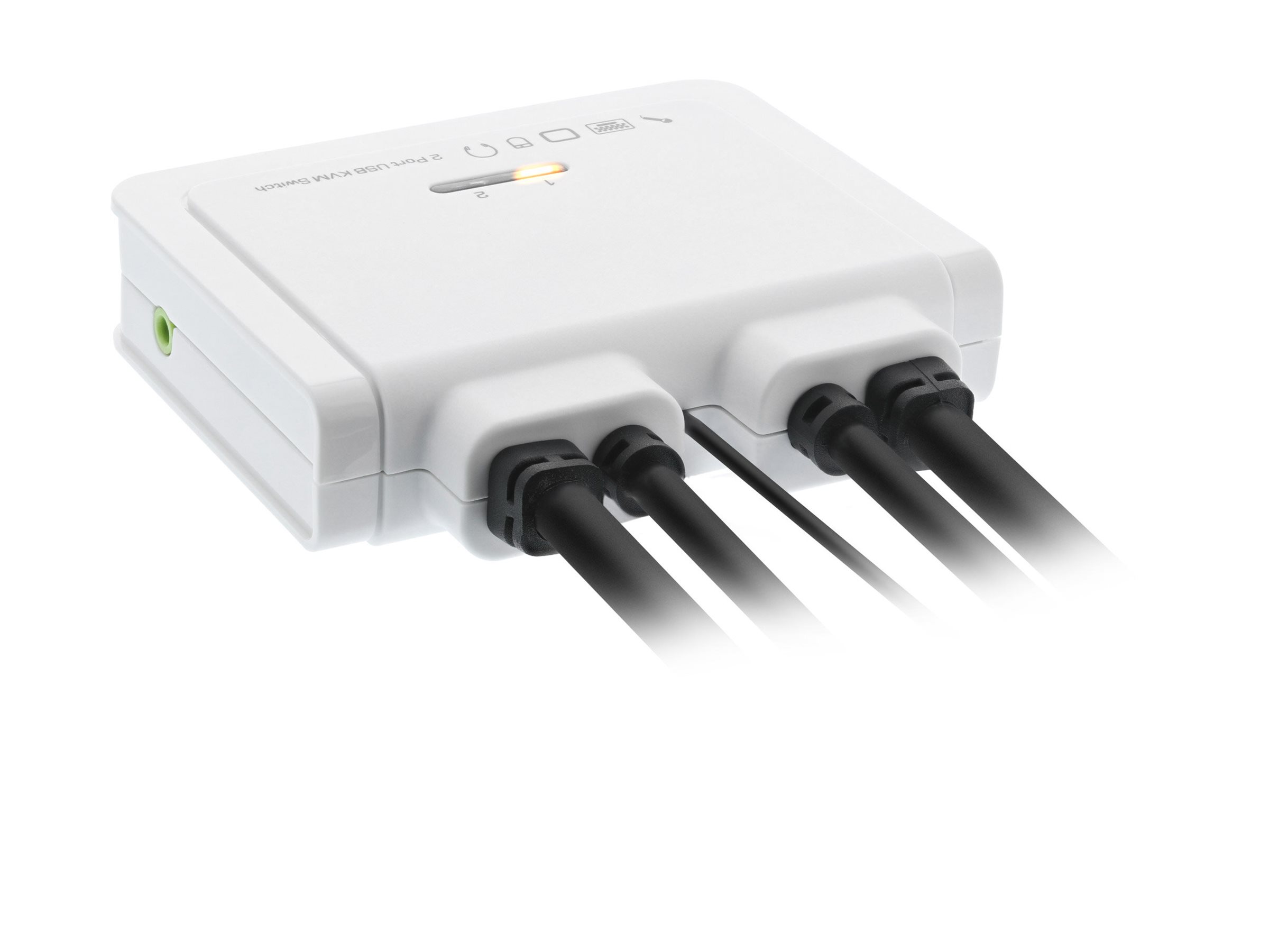 InLine KVM Switch - 2-fach - HDMI - 4K - USB - mit Audio - integr. KabelKVM/Audio/USB - 1 lokaler Benutzer - Desktop