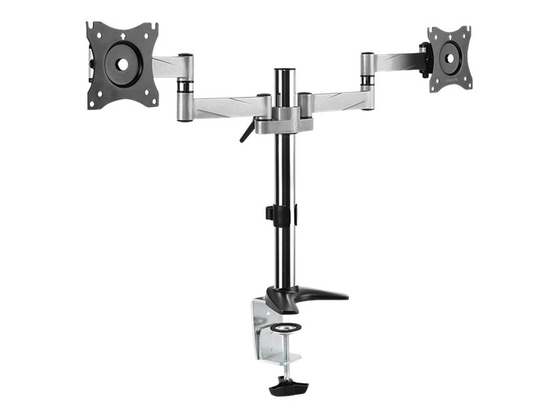 LogiLink Dual monitor desk mount - Befestigungskit - einstellbarer Arm - für 2 Monitore - Aluminium, Stahl - metallisch grau - Bildschirmgröße: 33-68.6 cm (13"-27")Tischmontage