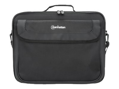 Manhattan Cambridge Laptop Bag 15.6", Clamshell Design, Black, LOW COST, Accessories Pocket, Document Compartment on Back, Shoulder Strap (removable)Equivalent to Targus TAR300 - Notebook Case -  - No