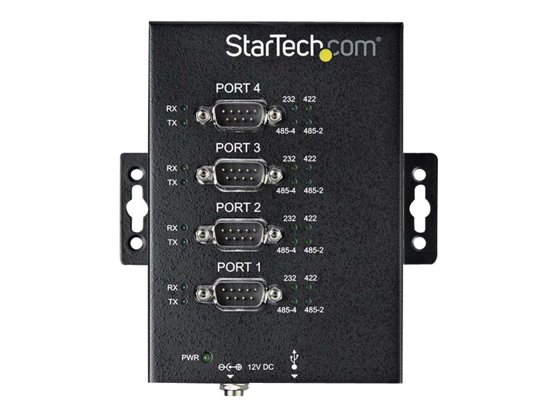 StarTech.com Startech 4 Port Serieller Hub, USB auf RS232/RS485/RS422 Adapter - Industrieller USB 2.0 auf DB9 Konverter Hub - IP30 Schutzklasse - Hutschienenmontierbar, 15kV ESD Schutz (ICUSB234854I)S