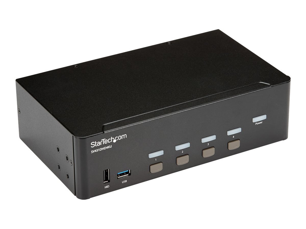 StarTech.com KVM Switch HDMI 4 Port - 4K 30 HzKVM Extender für HDMI - KVM HDMI Umschalter - KVM-/Audio-/USB-Switch - 4 x KVM/Audio/USB - an Rack montierbar