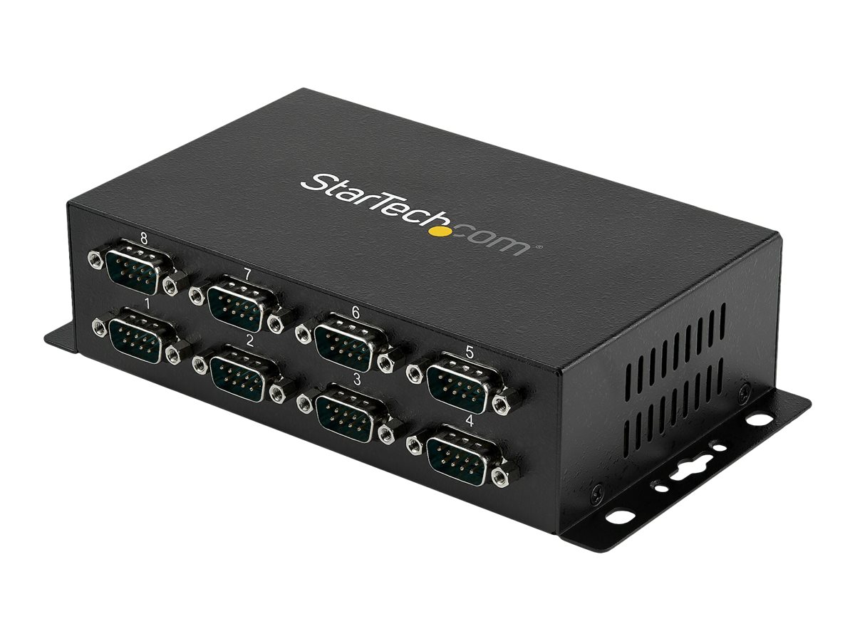 StarTech.com Startech 8 Port USB auf Seriell RS-232 AdapterHub - DIN-Schienen und Wandmontage fähig - USB zu RS232 DB9 Konverter - Serieller Adapter - USB 2.0 - RS-232 x 8 - Schwarz