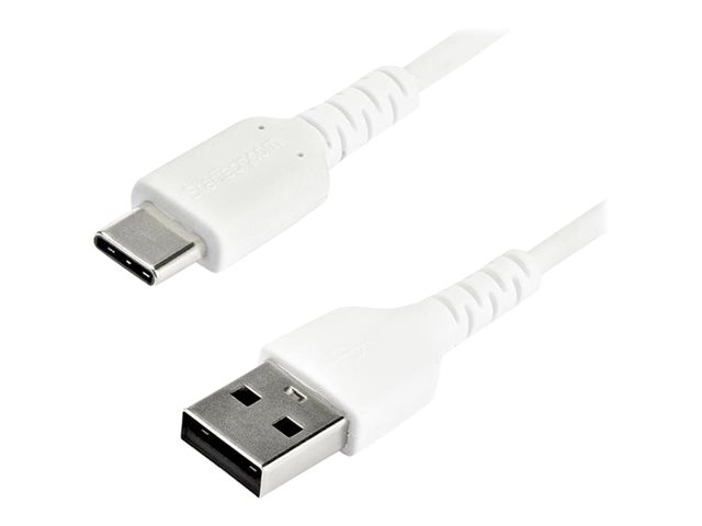StarTech.com StarTech 2m USB A to USB C Charging Cable, Durable Fast Charge & Sync USB 2.0 to USB Type C Data Cord, Rugged TPE Jacket Aramid Fiber M/M 3A White, Samsung S10, S20, iPad Pro, Pixel - Hea