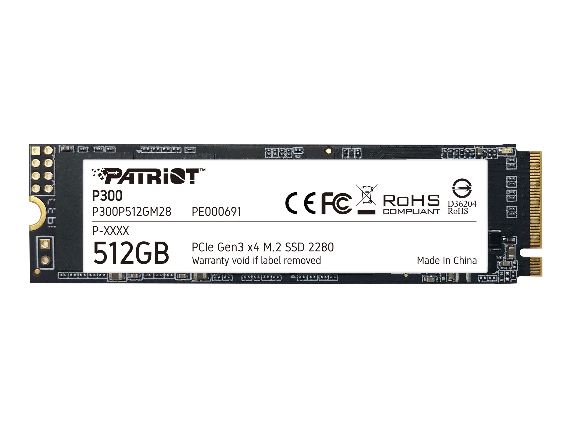 PATRIOT P300 - SSD - 512 GB - intern - M.2 2280 - PCIe 3.0 x4 (NVMe)Schreiben /  Lesen bis zu 1.100 / 1.700 MB/s