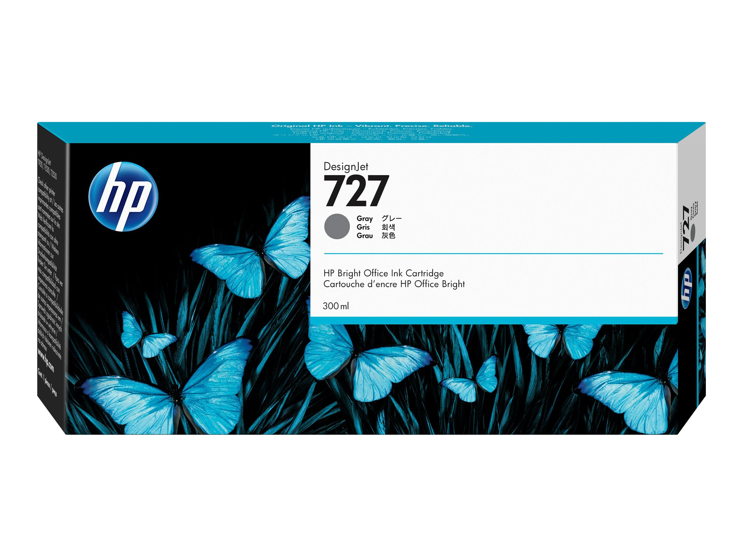 HP 727 - 300 ml - mit hoher Kapazität - Grauoriginal - DesignJet - Tintenpatrone - für DesignJet T1500 - T1530 - T2500 - T2530 - T920 - T930
