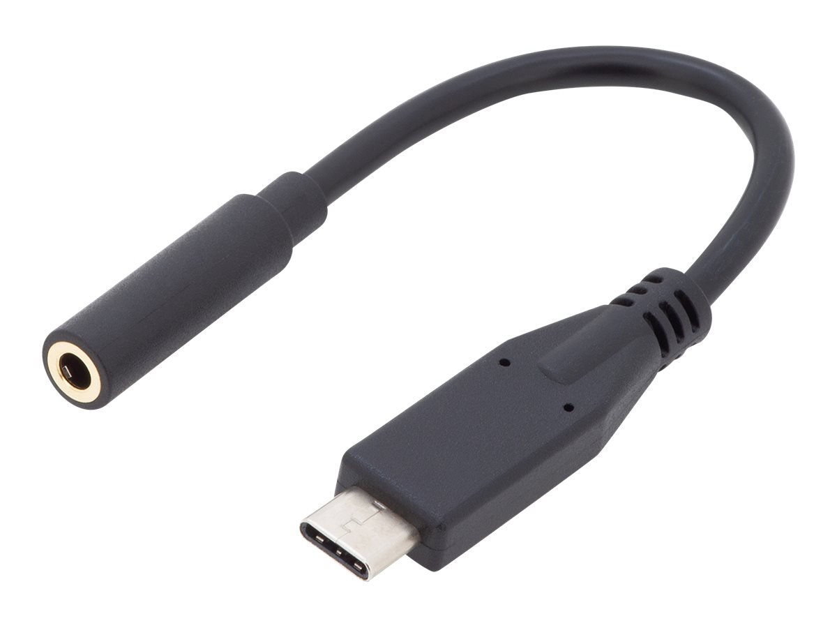 DIGITUS USB-C Audio Adapter / Konverter, USB-C/Stecker - 3.5mm Klinke/BuchseUSB-C männlich zu mini-phone stereo 3.5 mm weiblich - 20 cm - Schwarz