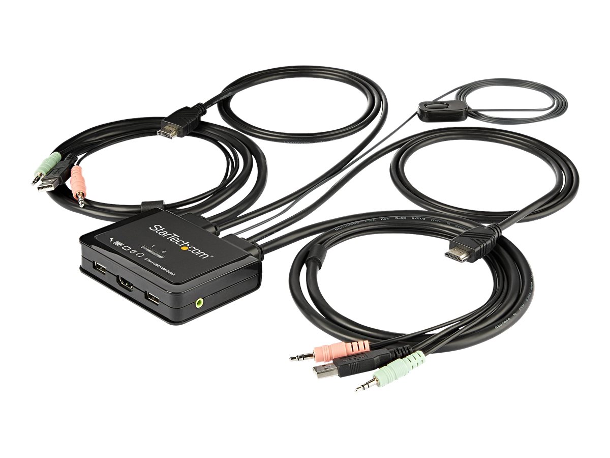 StarTech.com 2 Port HDMI KVM Switch mit KabelnUSB 4K 60Hz - Audio - KVM-/Audio-Switch - 2 x KVM/Audio - 1 lokaler Benutzer - Desktop