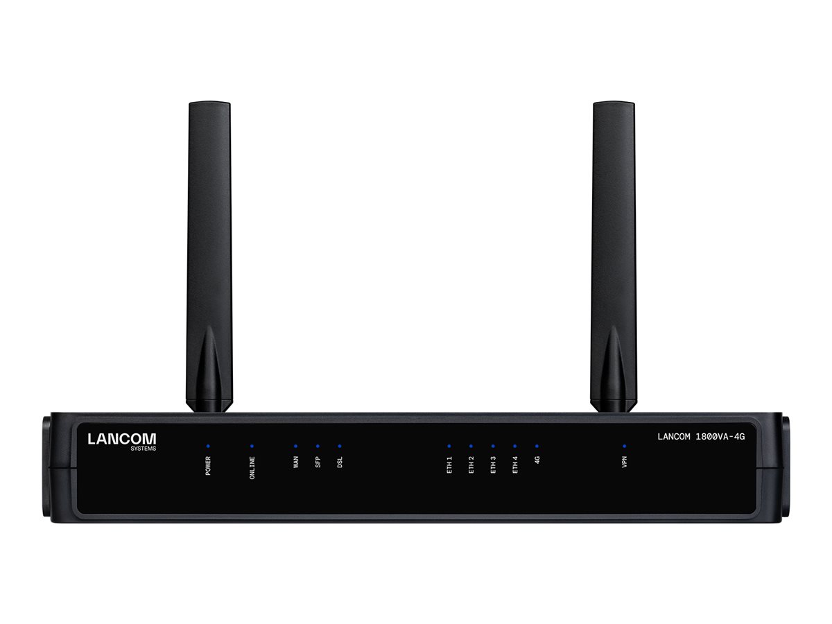 Lancom 1800VA-4G - Router - DSL-Modem 4-Port-Switch1GbE - WAN-Ports: 2 - 3G - 4G - VoIP-Gateway - wandmontierbar