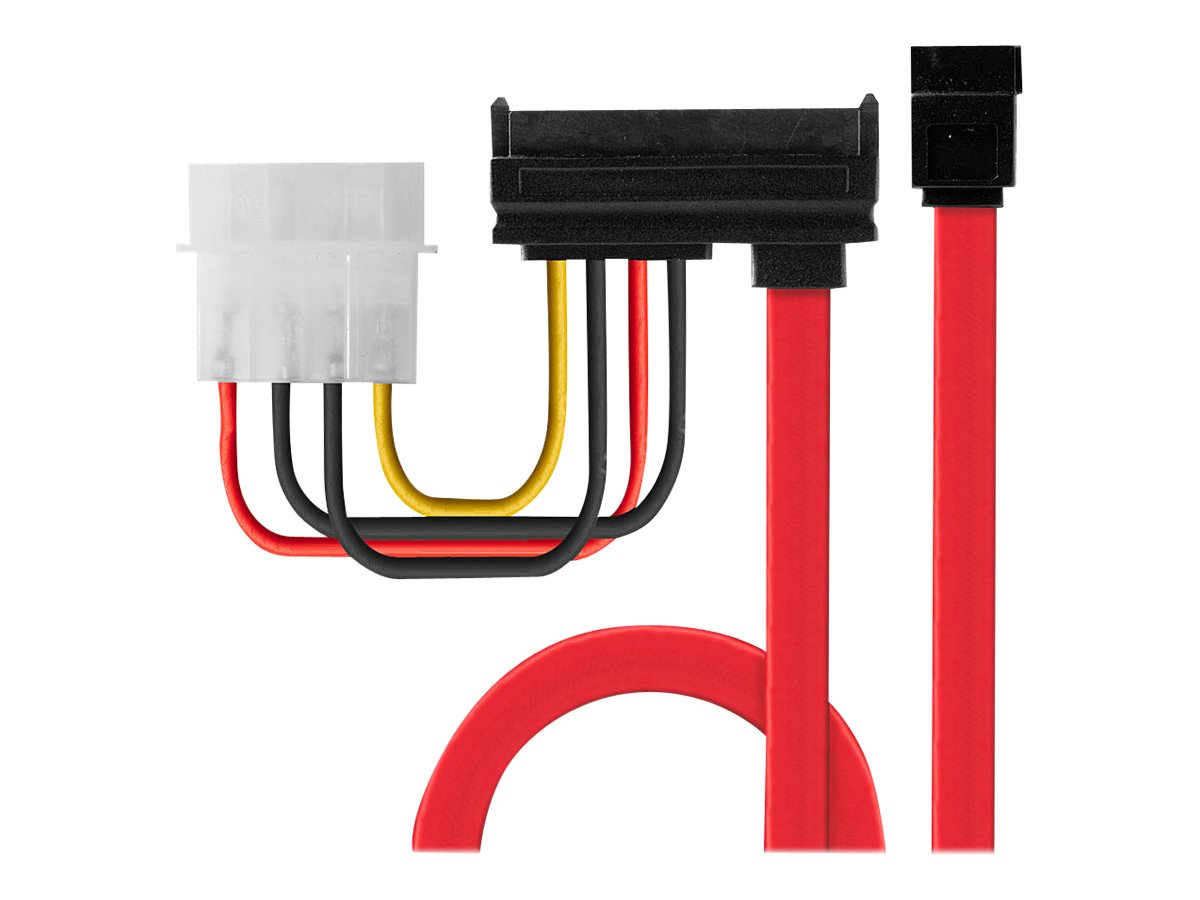 Lindy SATA-Kabel - interne Stromversorgung, 4-polig, SATA zu SATA Combo (W)30 cm - Rot