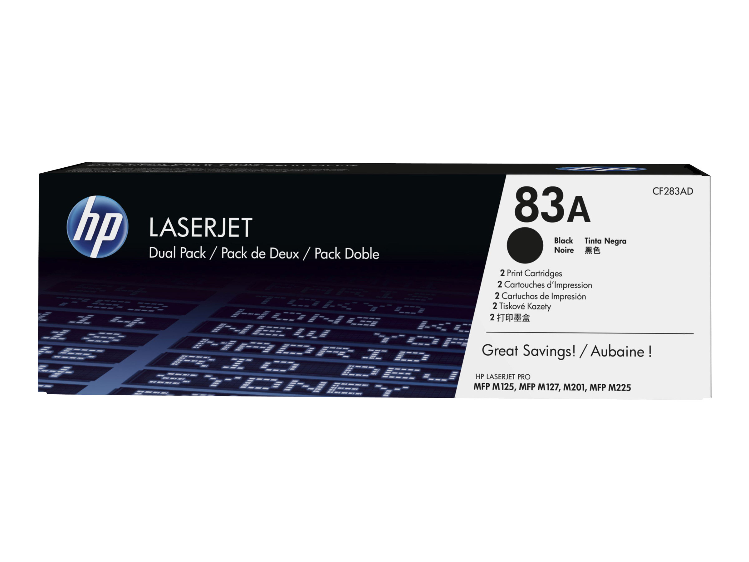 HP 83A - 2er-Pack - Schwarz - original - LaserJet - Tonerpatrone (CF283AD)für LaserJet Pro M201 - M202 - MFP M125 - MFP M127 - MFP M225