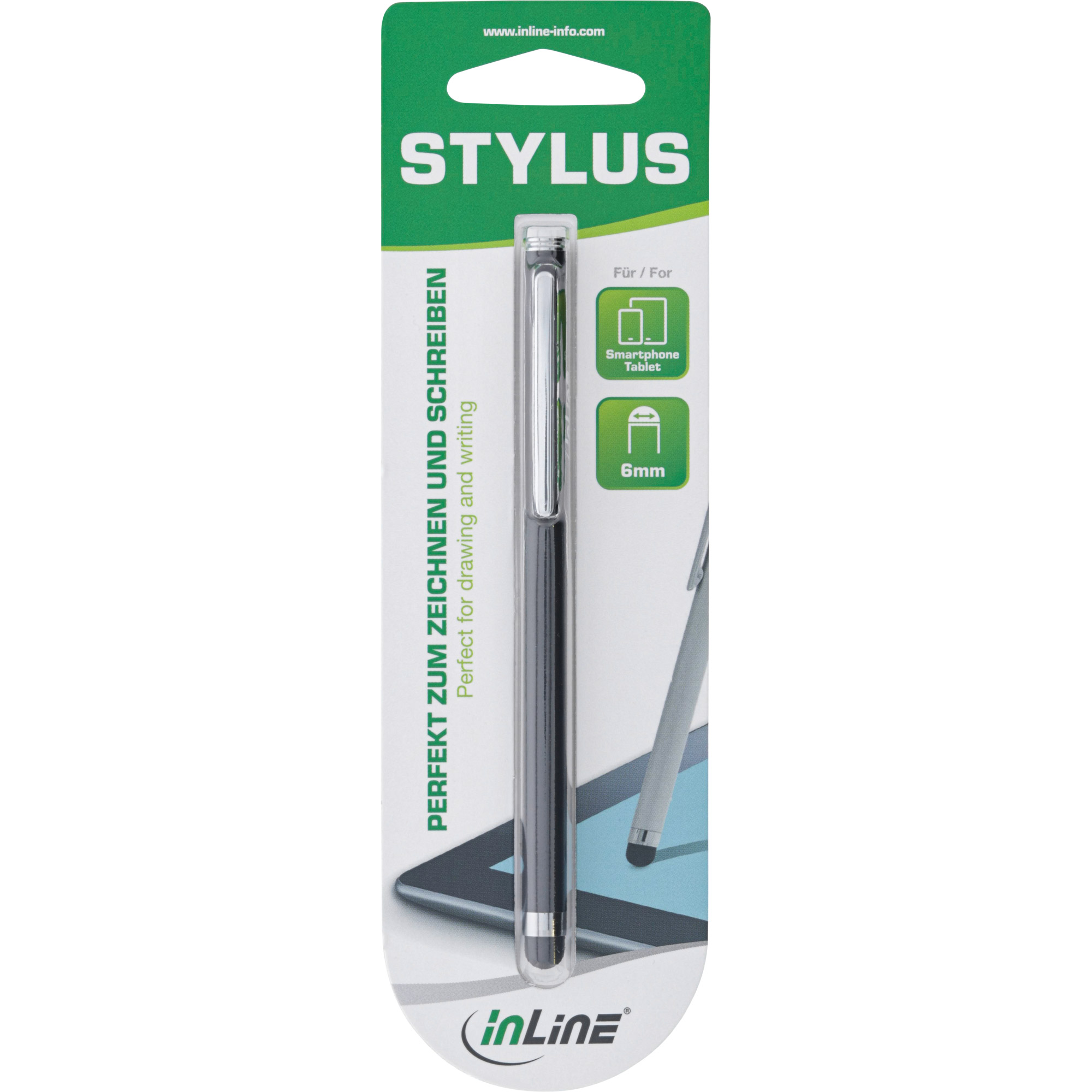 InLine Stylus - Stift für Touchscreens von Smartphone und Tablet - schwarzz