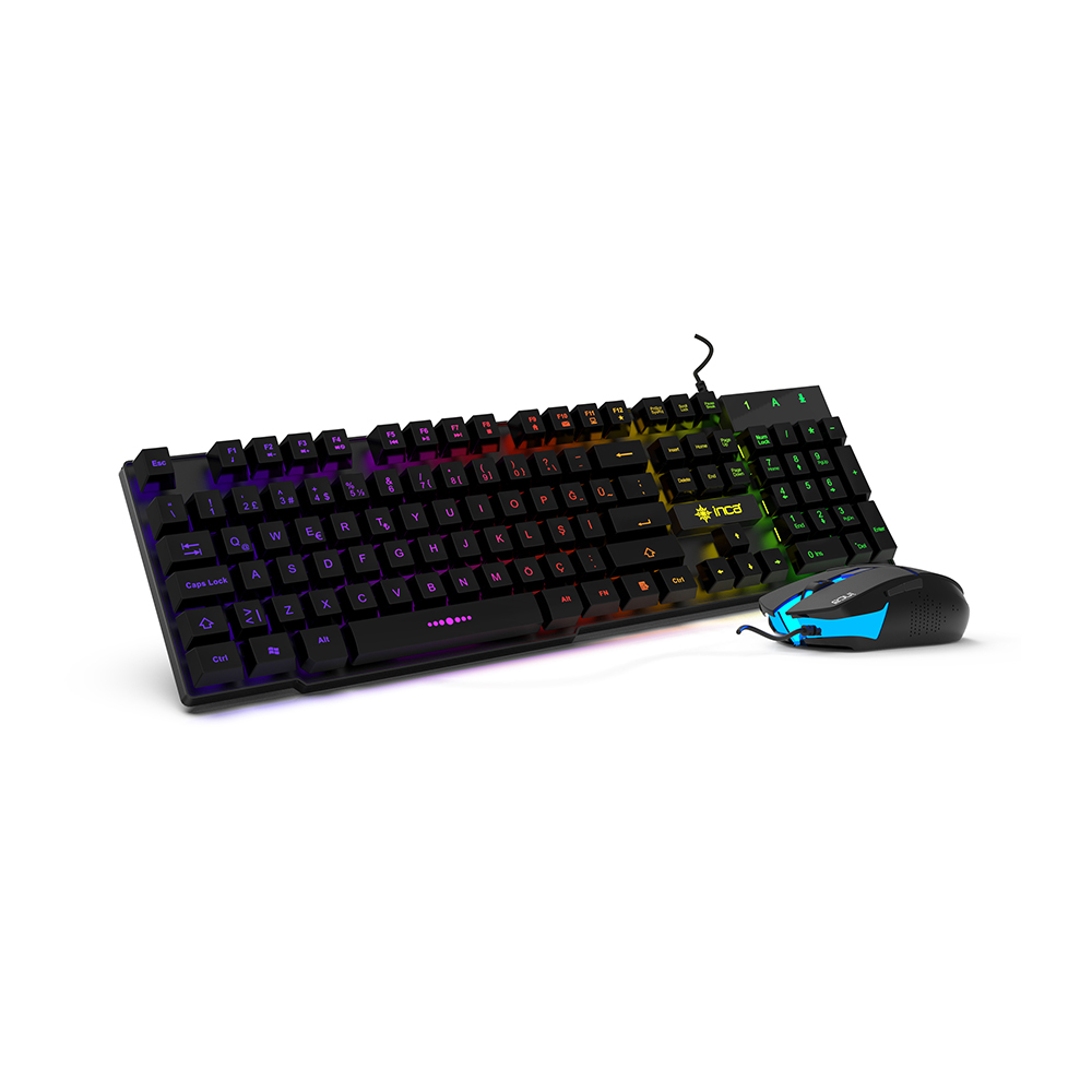 Cian Technology GmbH Inca IKG-448, Kabelgebunden, USB, Mechanischer Switch, RGB-LED, Schwarz, Maus enthalten6 Tasten - QWERTY - Deutschland