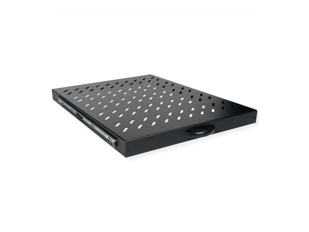 ROLINE Rack-Schieberegal - 550 mm tief, Tragfähigkeit 25 kg - RAL 9005, Jet Black - 1U - 48.3 cm (19")für P/N: 26.21.0226 - 26.21.0227 - 26.21.0229 - 26.21.0232 - 26.21.0235 - 26.21.0238 - 26.21.0239