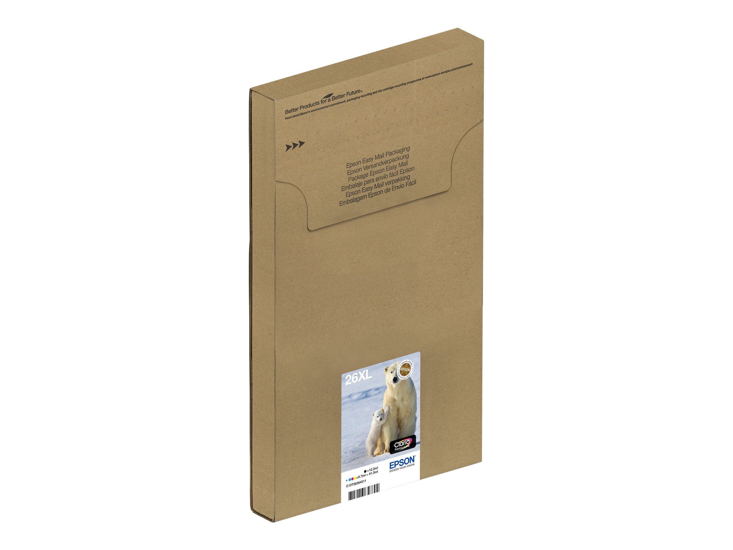Epson Multipack 26XL EasyMail - 4er-Pack - 41.3ml - XL - Schwarz - Gelb - Cyan - Magenta - original - versandfertig - Tintenpatrone - für Expression Premium XP-510 - 520 - 600 - 605 - 610 - 615 - 620