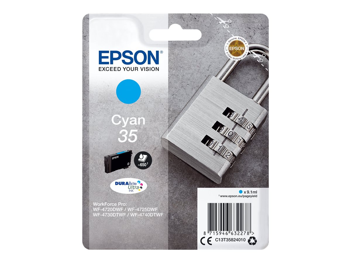 Epson 35 - 9.1 ml - Cyan - original - Tintenpatronefür WorkForce Pro WF-4720 - WF-4720DWF - WF-4725DWF - WF-4730 - WF-4730DTWF - WF-4740 - WF-4740DTWF