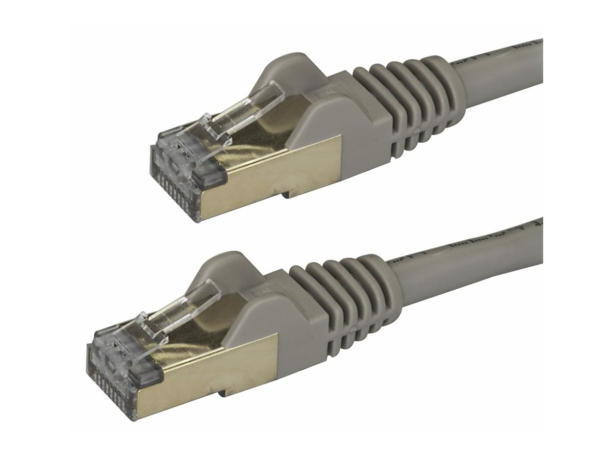 StarTech.com 7.5m CAT6A Ethernet Cable, 10 Gigabit Shielded Snagless RJ45 100W PoE Patch Cord, CAT 6A 10GbE STP Network Cable w/Strain Relief, Grey, UL Certified Wiring/TIA - Category 6A - 26AWG (6ASP