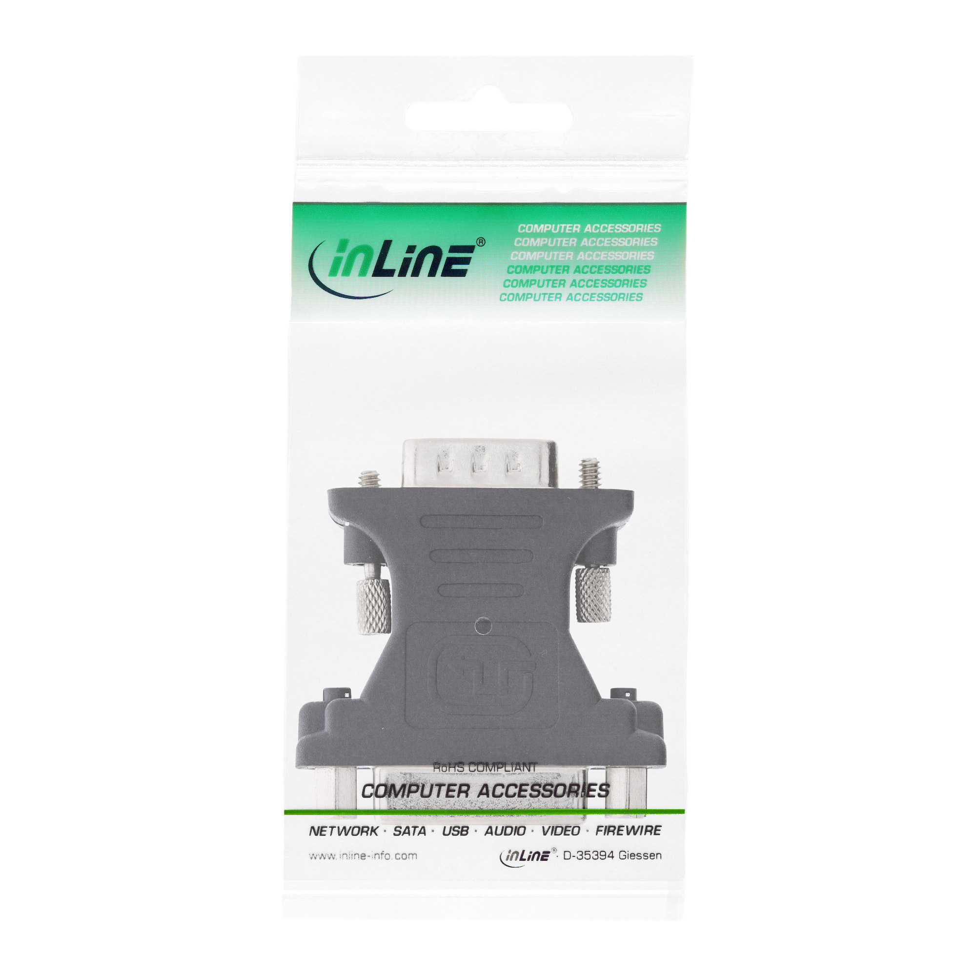 InLine DVI-A Adapter - Analog 24+5 Buchse auf 15pol HD Stecker (VGA)(M) - Schwarz