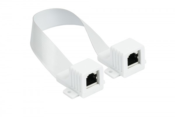 Good Connections 8055-F23QW, 0,3 m, RJ-45, RJ-45RJ45 Fensterdurchführung High-Quality - weiß - Gesamtlänge inkl. Buchsen 30cm - flexible Länge 23cm