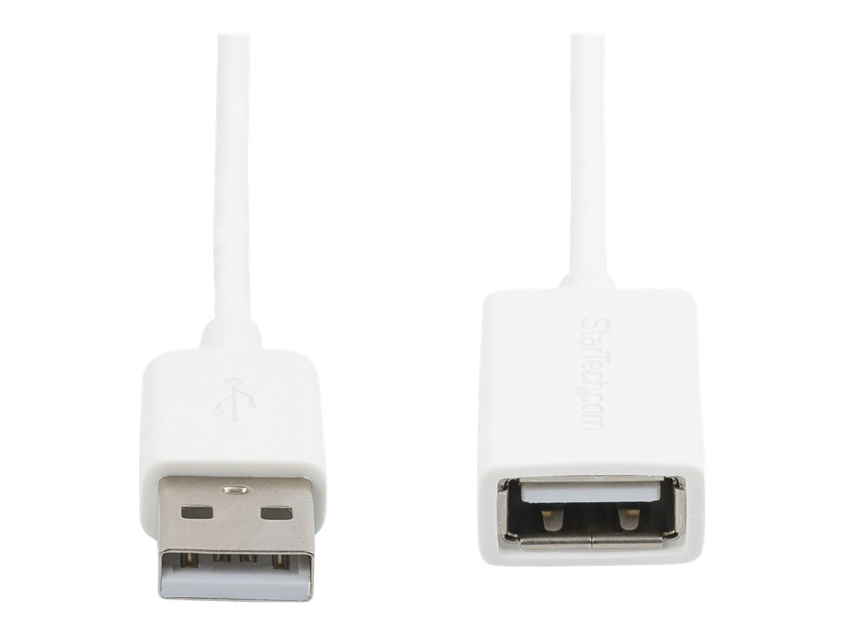 StarTech.com 1m USB 2.0 Verlängerungskabel A auf A - Stecker/Buchse - Weiß - USB A (St)auf USB A (Bu) Verlängerung - USB-Verlängerungskabel - USB (W) zu USB (M) - USB 2.0 - 1 m - geformt - weiß - für