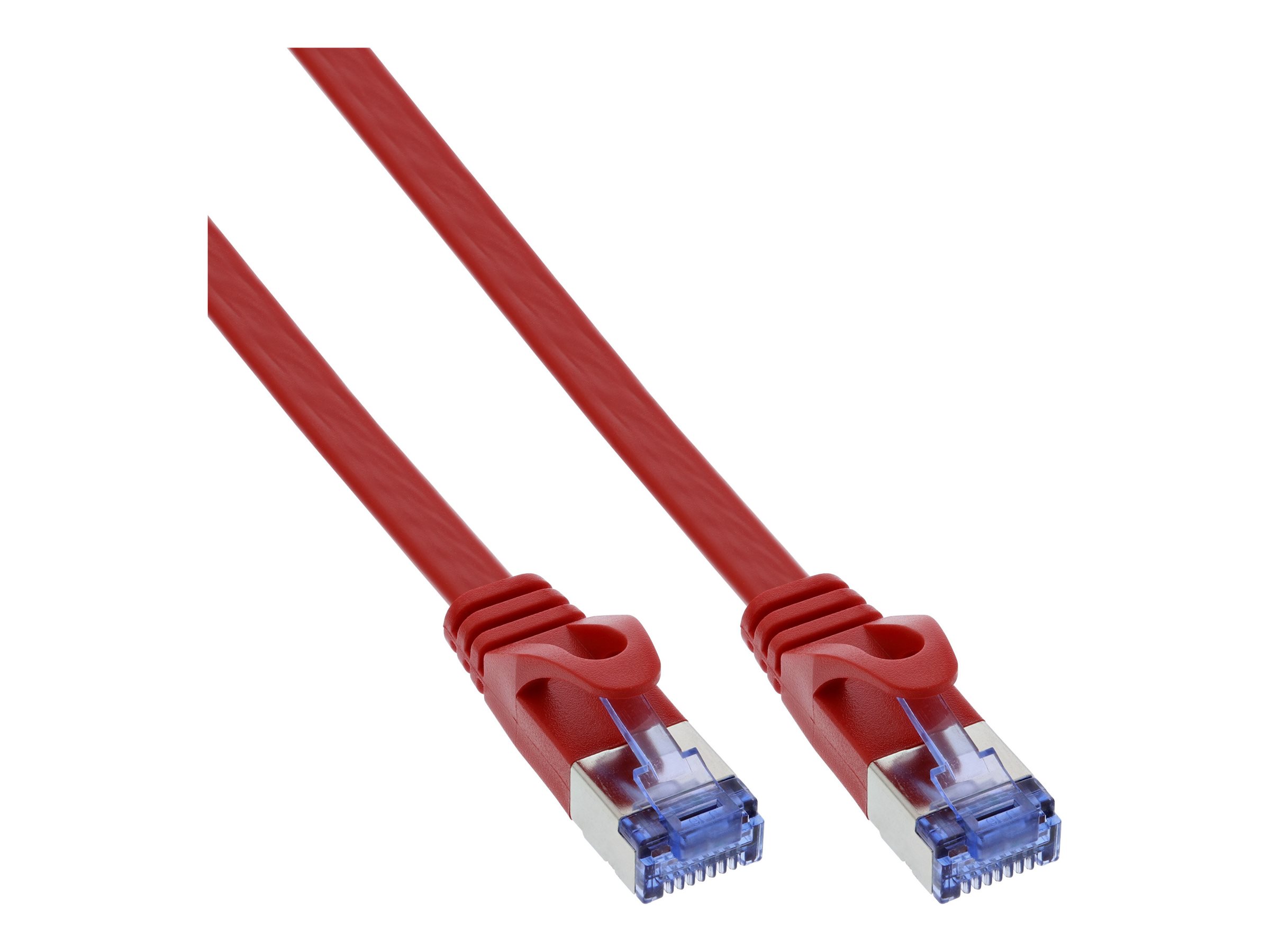 InLine Patchkabel flach - U/FTP - Cat.6A - rot - 2m2 m - U/FTP - PiMF - CAT 6a - geformt - flach - Rot