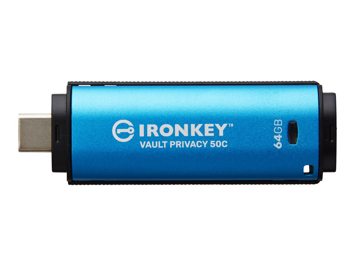 Kingston IronKey Vault Privacy 50C - USB-Flash-Laufwerkverschlüsselt - 64 GB - USB-C 3.2 Gen 1 - TAA-konform