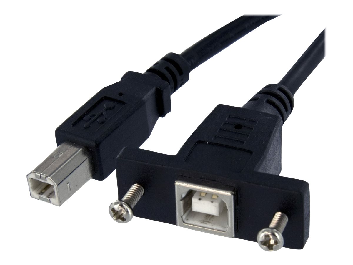 StarTech.com 90cm USB B auf B Blendenmontage Kabel - Bu/St - USB Verlängerungskabel - Einbaubuchsen Kabel Verlängerung - USB-Kabel - USB Typ B (M)zu USB Typ B (W) - USB 2.0 - 90 cm - geformt - Schwarz