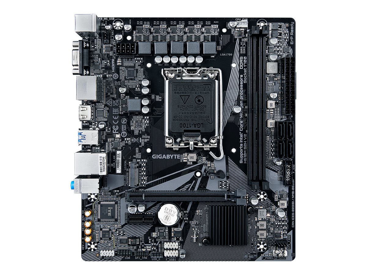 Gigabyte H610M S2H V2 - 1.0 - Motherboard - micro ATX - LGA1700 Sockel - H610 Chipsatz - USB 3.2 Gen 1 - Gigabit LAN - Onboard-Grafik (CPU erforderlich)HD Audio (8-Kanal)