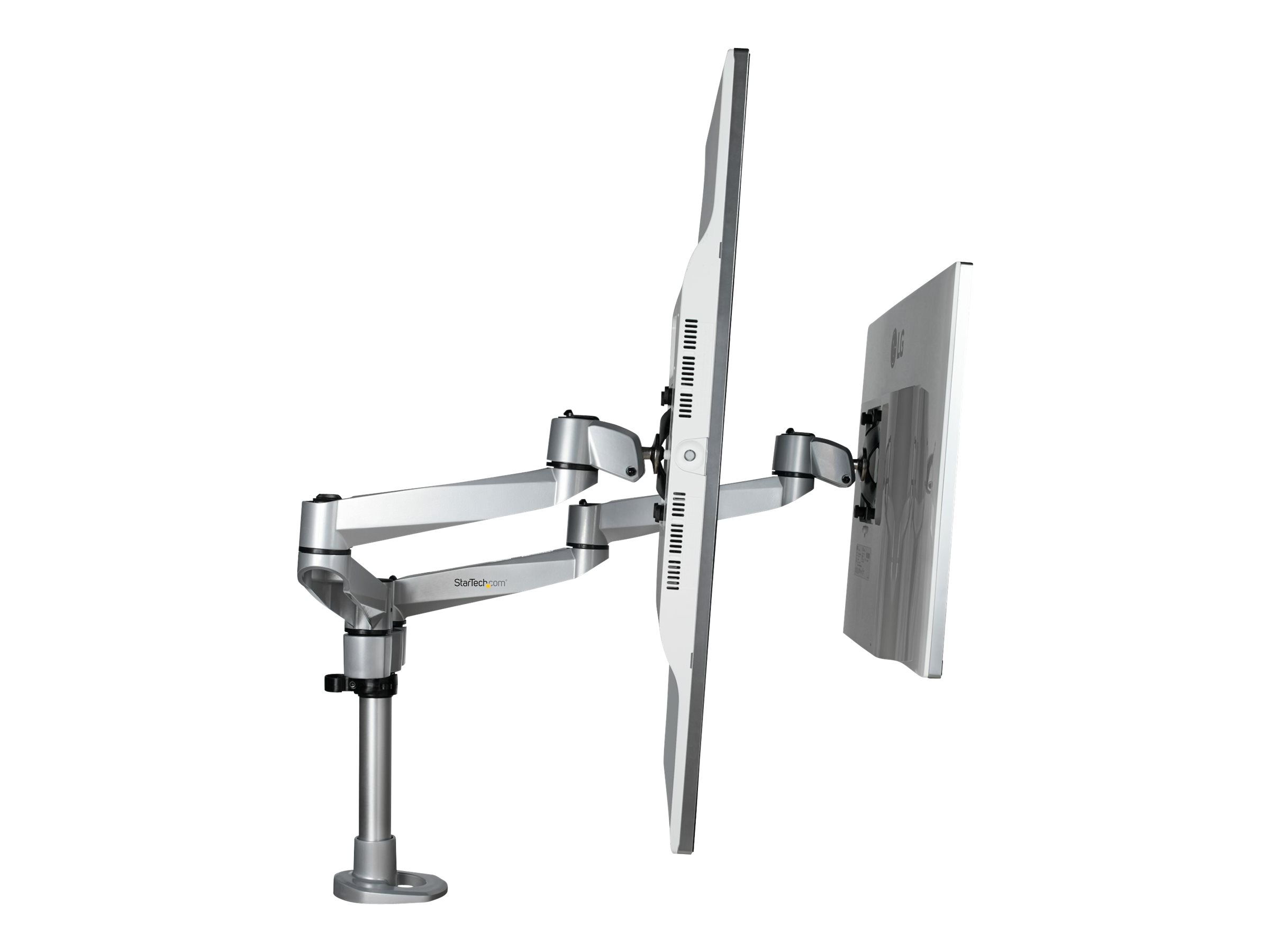 StarTech.com Doppelter Monitorarm für den Tisch - Premium Gelenkarm für Monitore - VESA Monitore bis 30" und 10 kg - höhenverstellbar/drehbar/neigbar/schwenkbar - Klemme/Durchführung (ARMDUALPS)Befest