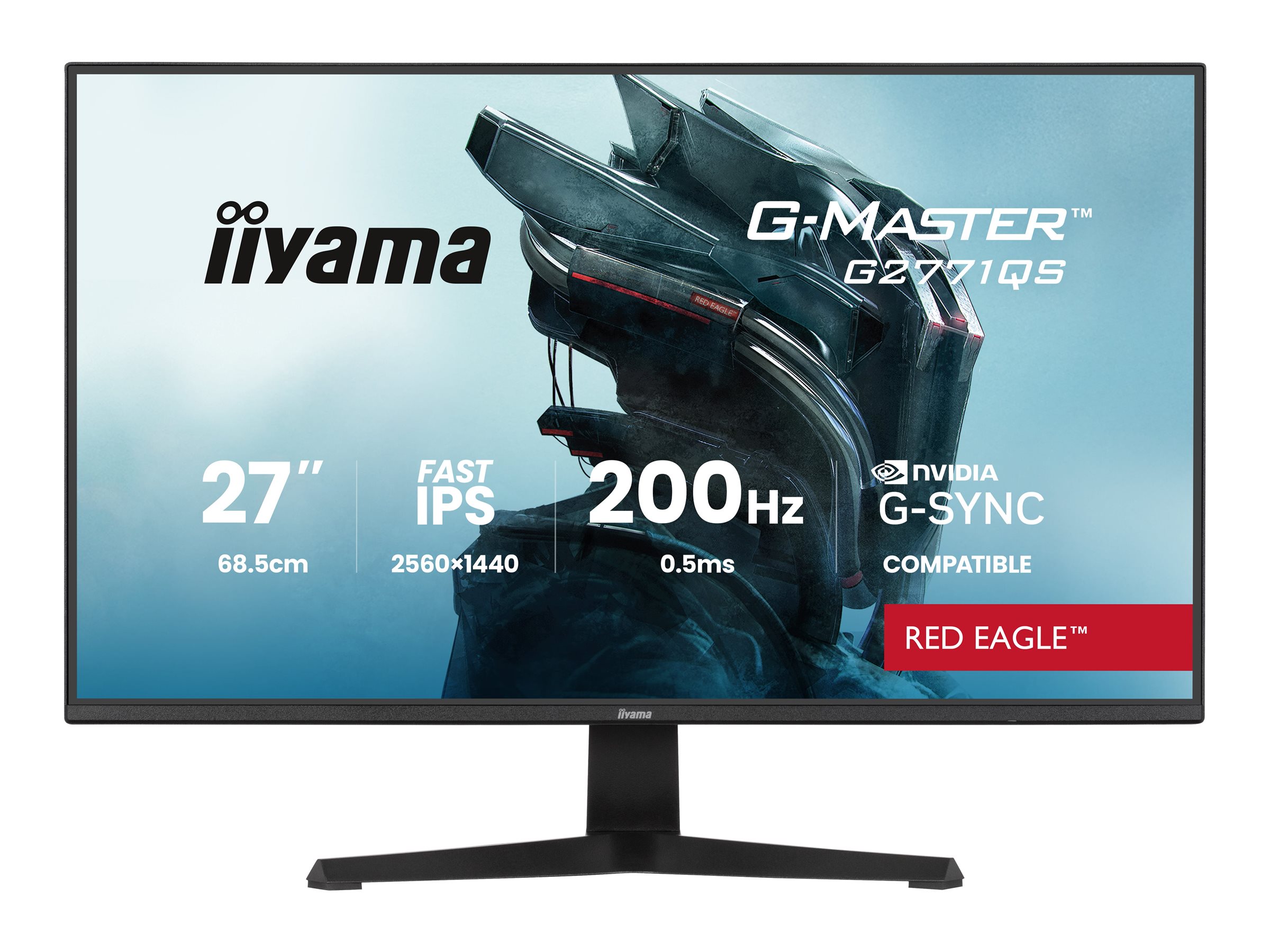 Iiyama G-MASTER Red Eagle G2771QS-B1 - LED-Monitor - Gaming - 69 cm (27")2560 x 1440 WQHD @ 200 Hz - Fast IPS - 350 cd/m² - 1200:1 - 0.2 ms - HDMI - DisplayPort - Lautsprecher - Schwarz - Matte