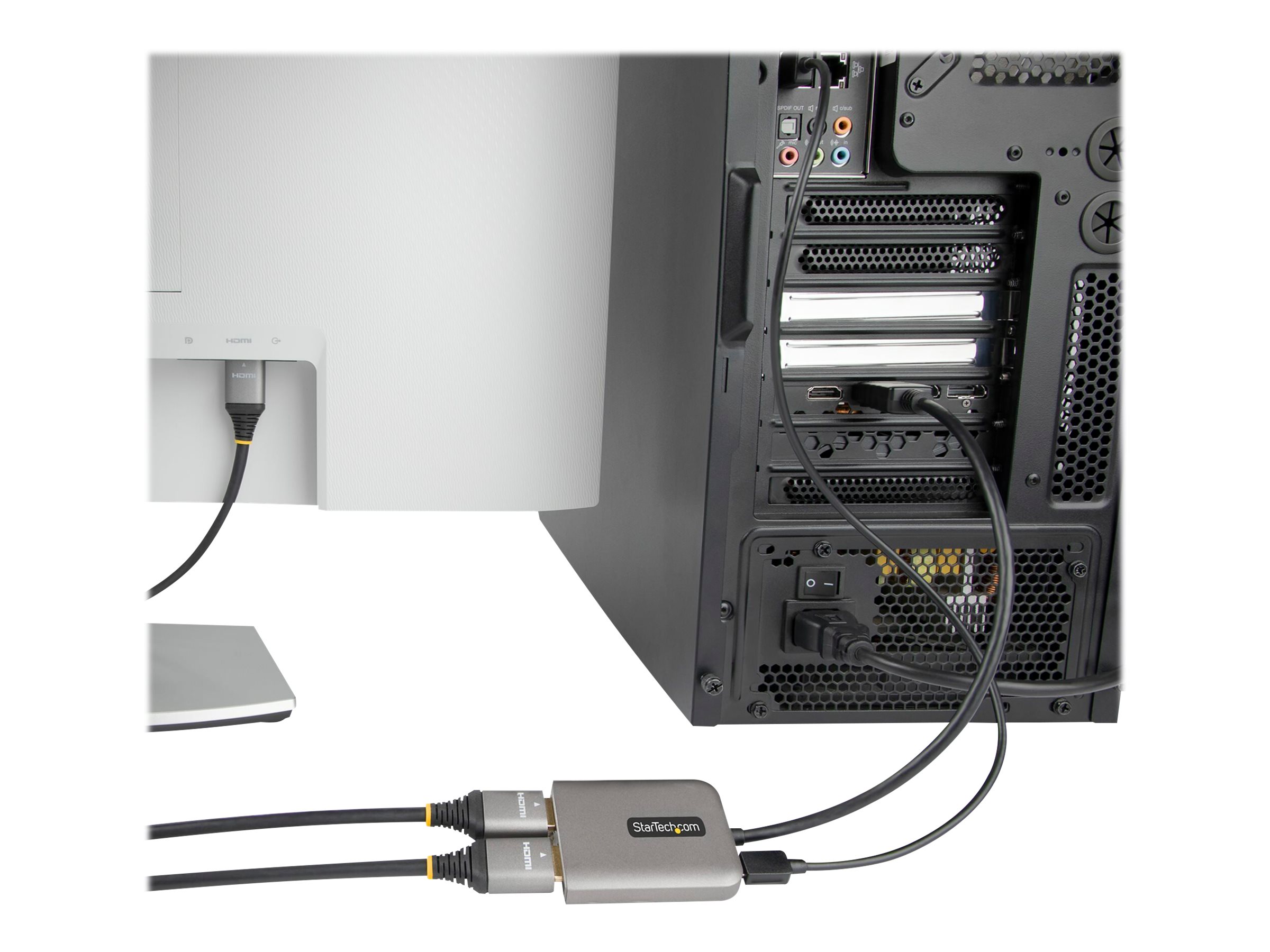 StarTech.com Startech Displayport MST Hub auf Dual HDMI 4K60Hz - DP 1.4 Adapter - Videoadapter - DisplayPort männlich zu HDMI weiblich - Grau