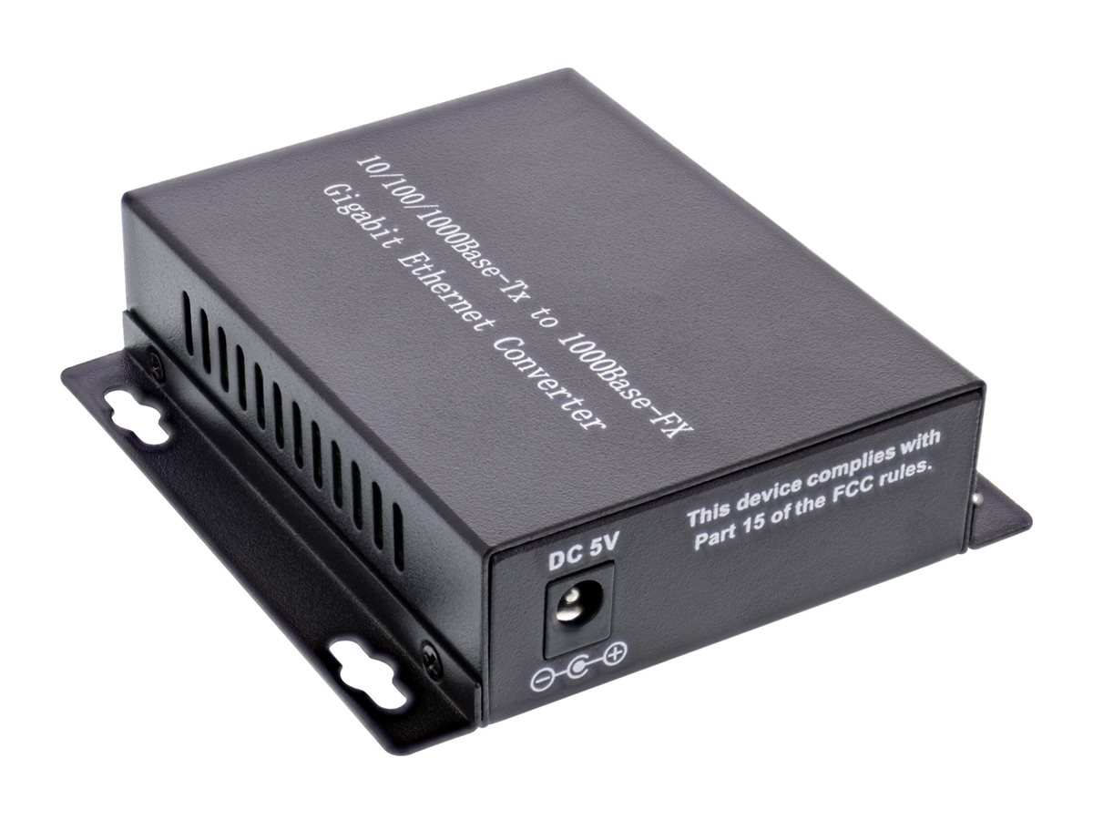 InLine Netzwerk Media Konverter 10/100/1000Mb/s TP zu LWL (SC Duplex) - SM - 20km100Base-TX - 1000Base-T - 10Base-T - RJ-45 / SC Single-Modus - bis zu 20 km - 1310 nm