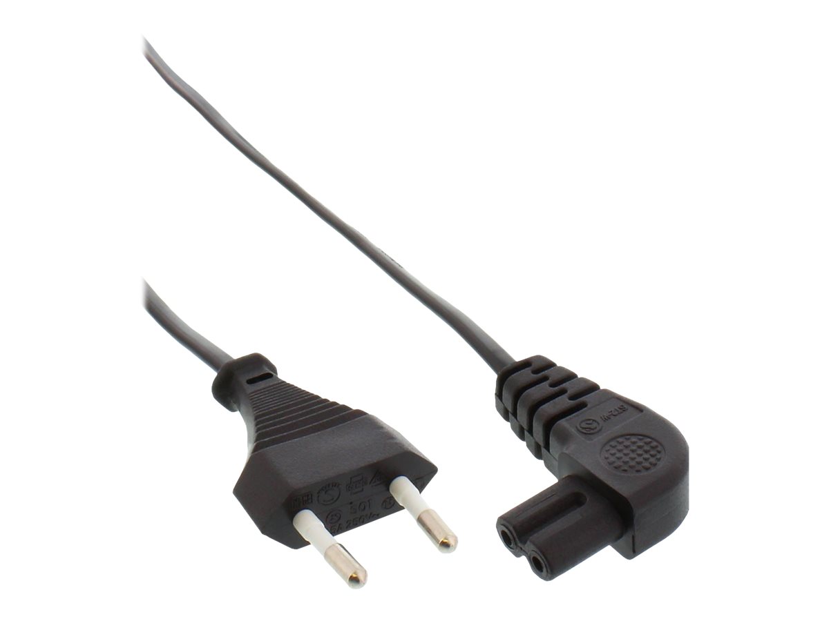 InLine Netzkabel - Netzstecker auf Euro 8 C7 Stecker - gewinkelt - 0,3mIEC 60320 C7 gewinkelt - 30 cm - Schwarz
