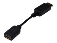 DIGITUS DisplayPort Adapter / Konverter, DP - HDMIzu HDMI weiblich - 15 cm - Doppelisolierung - Schwarz