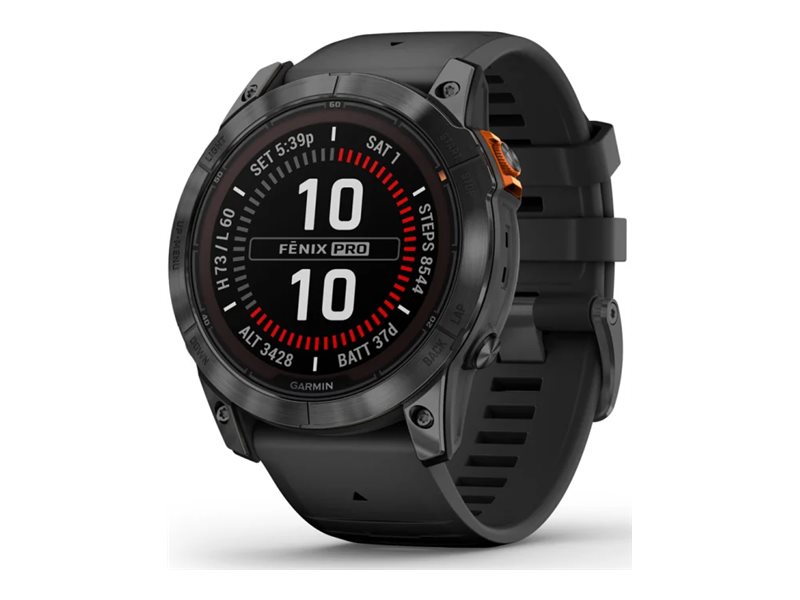 Garmin Fenix 7X Pro - Solar Edition - 51 mm - Slate Gray - Sportuhr mit Band - Silikon - schwarz - Handgelenkgröße: 127-210 mm - Anzeige 3.556 cm (1.4")