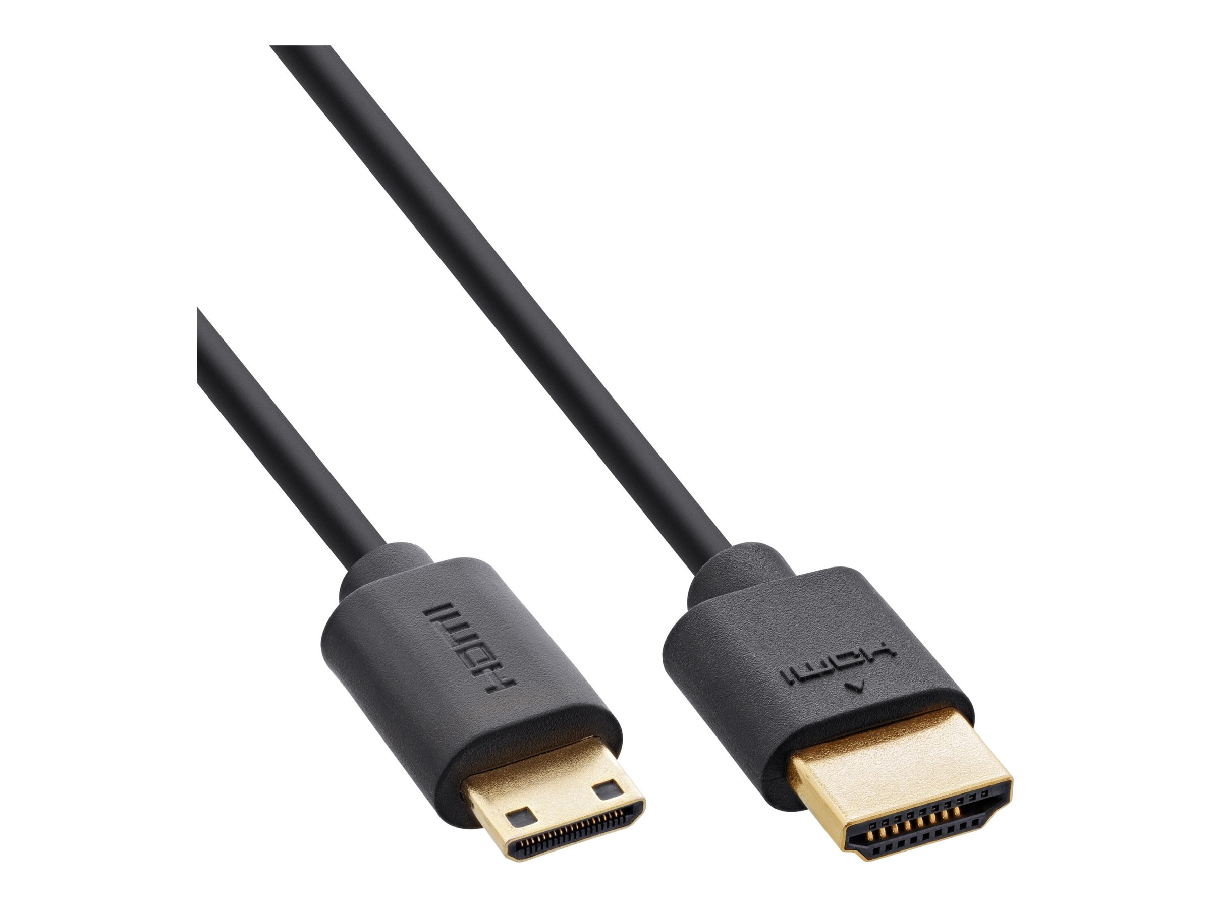 InLine Slim Ultra High Speed HDMI Kabel - 8K4K - A St. / C St. (Mini) - 0,3mHDMI männlich zu 19 pin mini HDMI Type C männlich - 30 cm - Dreifachisolierung - Schwarz - 3D-Video-Unterstützung