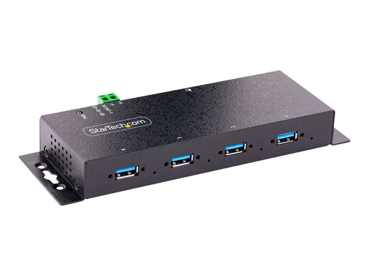 StarTech.com 4-Port USB 3.0 Hub - Industrie USBSplitter - USB Verteiler - Hub - industriell - 4 x USB 3.2 Gen 1 - Desktop - an DIN-Schiene montierbar - wandmontierbar