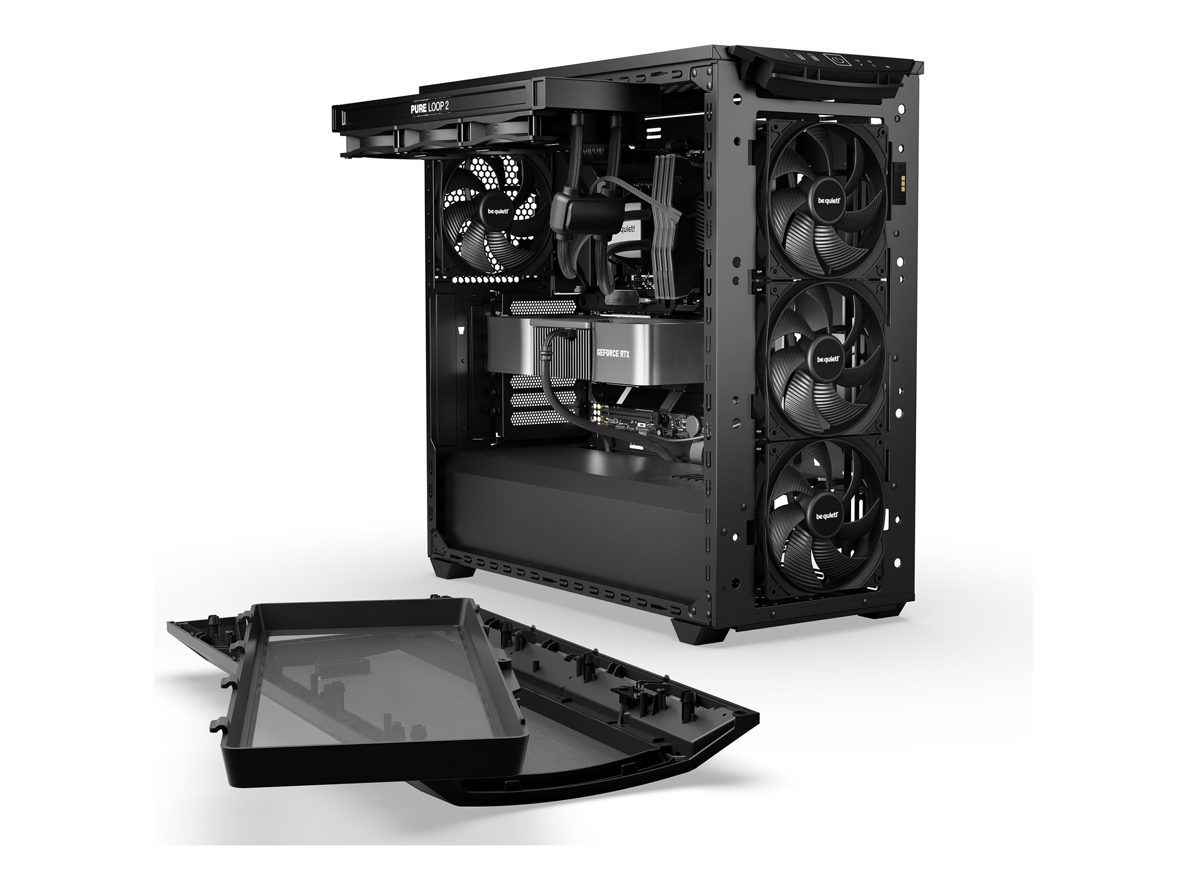 Be Quiet! Midi-Tower - E-ATX - Seitenteil mit Fenster (gehärtetes Glas)keine Spannungsversorgung (ATX / PS/2) - Schwarz - USB/Audio
