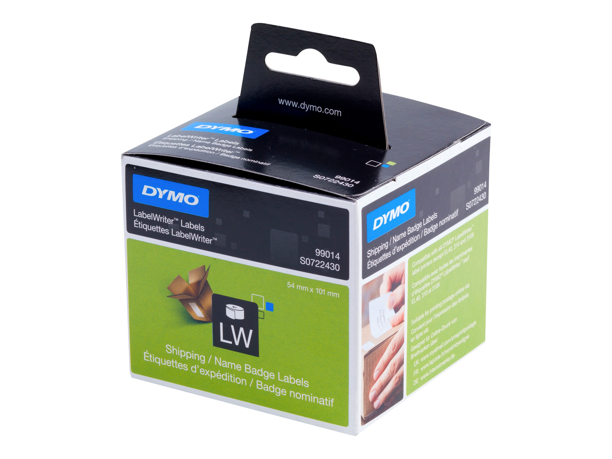 Dymo LabelWriter Shipping - Klebstoff - weiß - 54 x 101 mm 220 Etikett(en) (1 Rolle(n)x 220 Versand-/Namensschild-Etiketten - für DYMO LabelWriter 310 - 315 - 320 - 330 - 400 - 450 - 4XL - SE450 - Wir