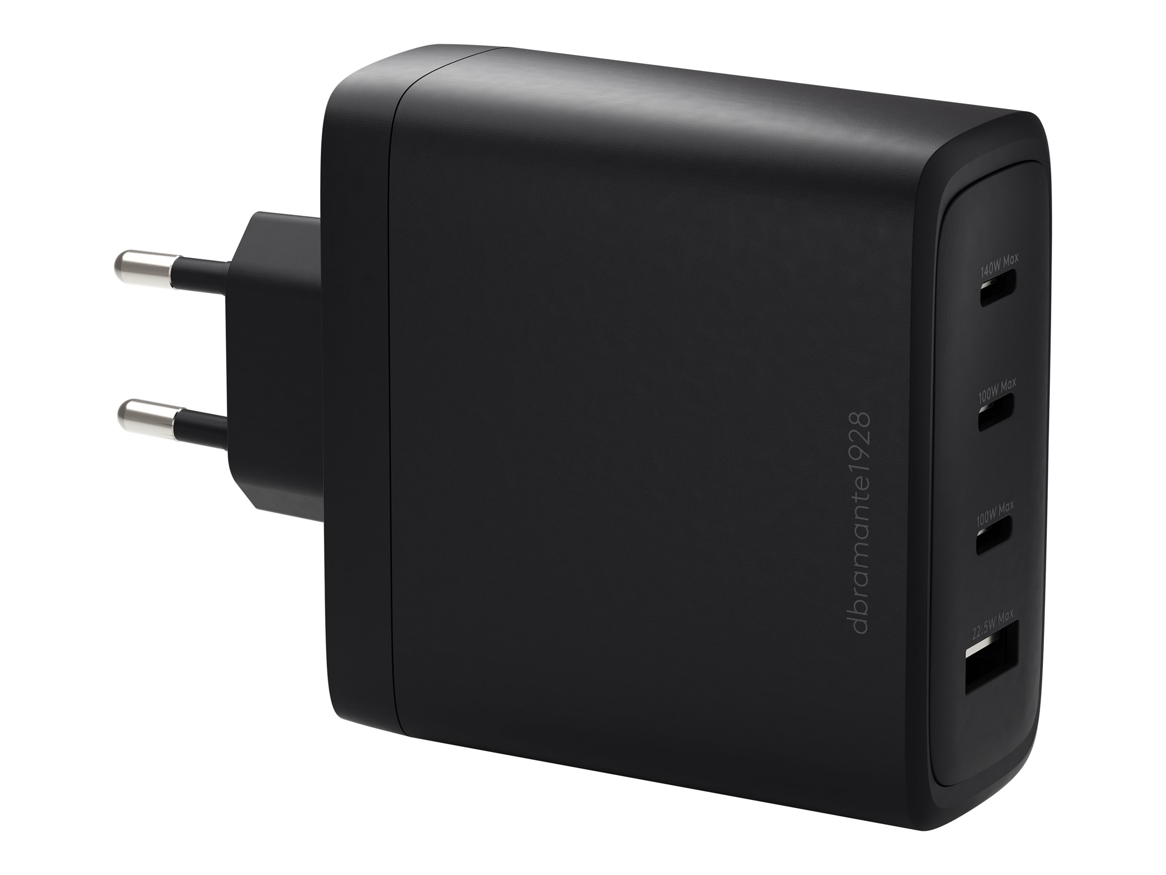dbramante1928 re-charge - Netzteil - 140 Watt - 4 Ausgabeanschlussstellen (3 x USB-C, USB)Schwarz