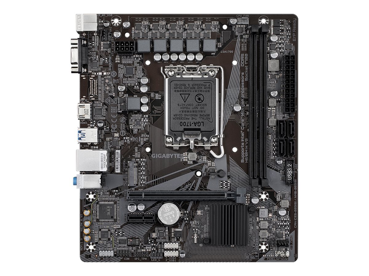 Gigabyte H610M H V2 - 1.0 - Motherboard - micro ATX - LGA1700 Sockel - H610 Chipsatz - USB 3.2 Gen 1 - Gigabit LAN - Onboard-Grafik (CPU erforderlich)HD Audio (8-Kanal)