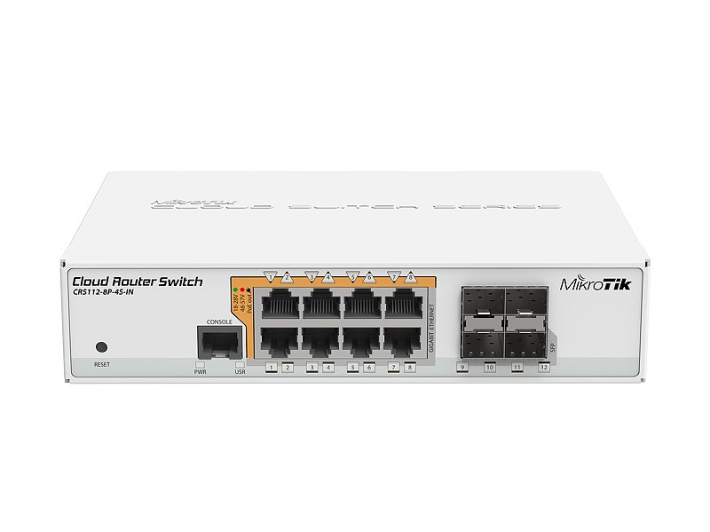MikroTik Cloud Router Switch CRS112-8P-4S-IN - Switch - L3 - managed - 8 x 10/100/1000 (PoE)+ 4 x SFP - Desktop - an Rack montierbar - PoE+
